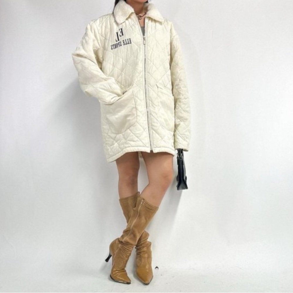 ELLE - Cream Puffer Jacket with Relaxed Fit